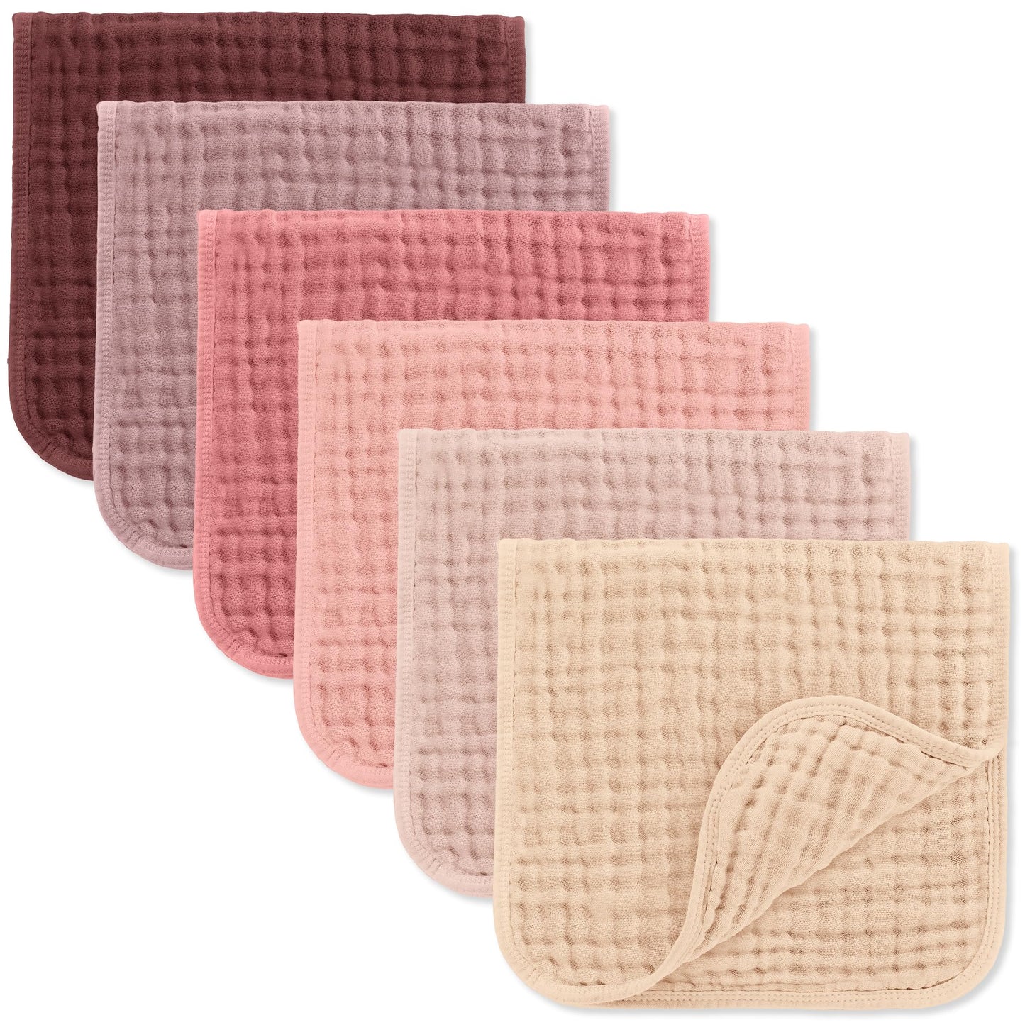Comfy Cubs Muslin Burp Cloths 20" x 10", Pack of 10 - Large, 6 - Layer, Ultra Absorbent 100% Cotton for Baby Drool and Messes - Soft, Safe & Gentle Baby Burp Cloths for Boys & Girls - Multi - 7DAY'S