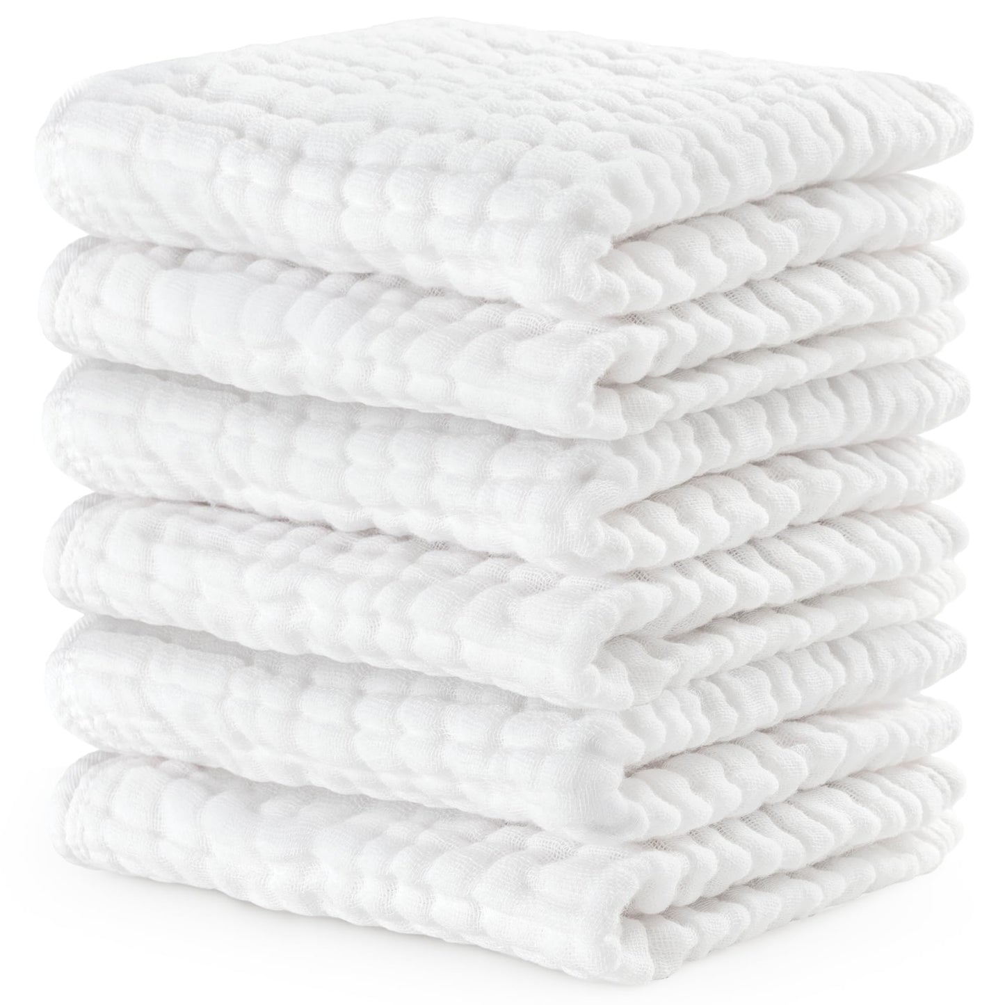 Comfy Cubs Muslin Burp Cloths 20" x 10", Pack of 10 - Large, 6 - Layer, Ultra Absorbent 100% Cotton for Baby Drool and Messes - Soft, Safe & Gentle Baby Burp Cloths for Boys & Girls - Multi - 7DAY'S