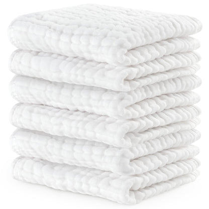 Comfy Cubs Muslin Burp Cloths 20" x 10", Pack of 10 - Large, 6 - Layer, Ultra Absorbent 100% Cotton for Baby Drool and Messes - Soft, Safe & Gentle Baby Burp Cloths for Boys & Girls - Multi - 7DAY'S