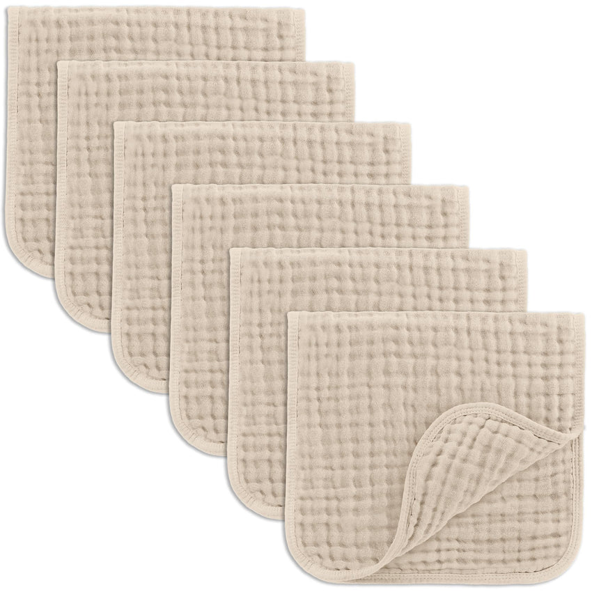 Comfy Cubs Muslin Burp Cloths 20" x 10", Pack of 10 - Large, 6 - Layer, Ultra Absorbent 100% Cotton for Baby Drool and Messes - Soft, Safe & Gentle Baby Burp Cloths for Boys & Girls - Multi - 7DAY'S