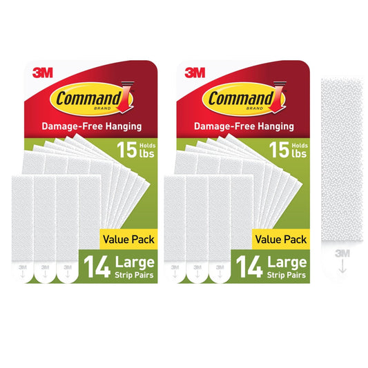 Command 15 lb Large Picture Hanging Strips 14 Pairs (28 Command Strips), Damage - Free Hanging Picture Hangers, No Tools Wall Hanger for Home Decor, White Adhesive - 7DAY'S