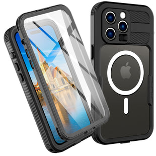 Compatible with iPhone 14 Pro Waterproof Case - Full Body Protective Shockproof Dustproof IP68 Certified Waterproof Phone Case Compatible with iPhone 14 Pro with Lanyard Black - 7DAY'S