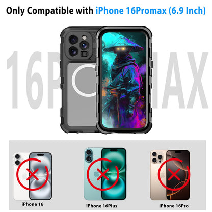 Compatible with iPhone 16 Pro Max Waterproof Case, Shockproof Phone Case with Built in Screen Protector, Full Body Protective Case for iPhone 16 Pro Max 6.9 inch 2024 (Black, 16 Pro Max) - 7DAY'S