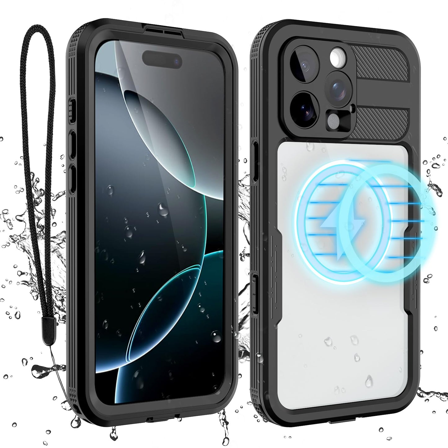 Compatible with iPhone 16 Pro Max Waterproof Case, Shockproof Phone Case with Built in Screen Protector, Full Body Protective Case for iPhone 16 Pro Max 6.9 inch 2024 (Black, 16 Pro Max) - 7DAY'S