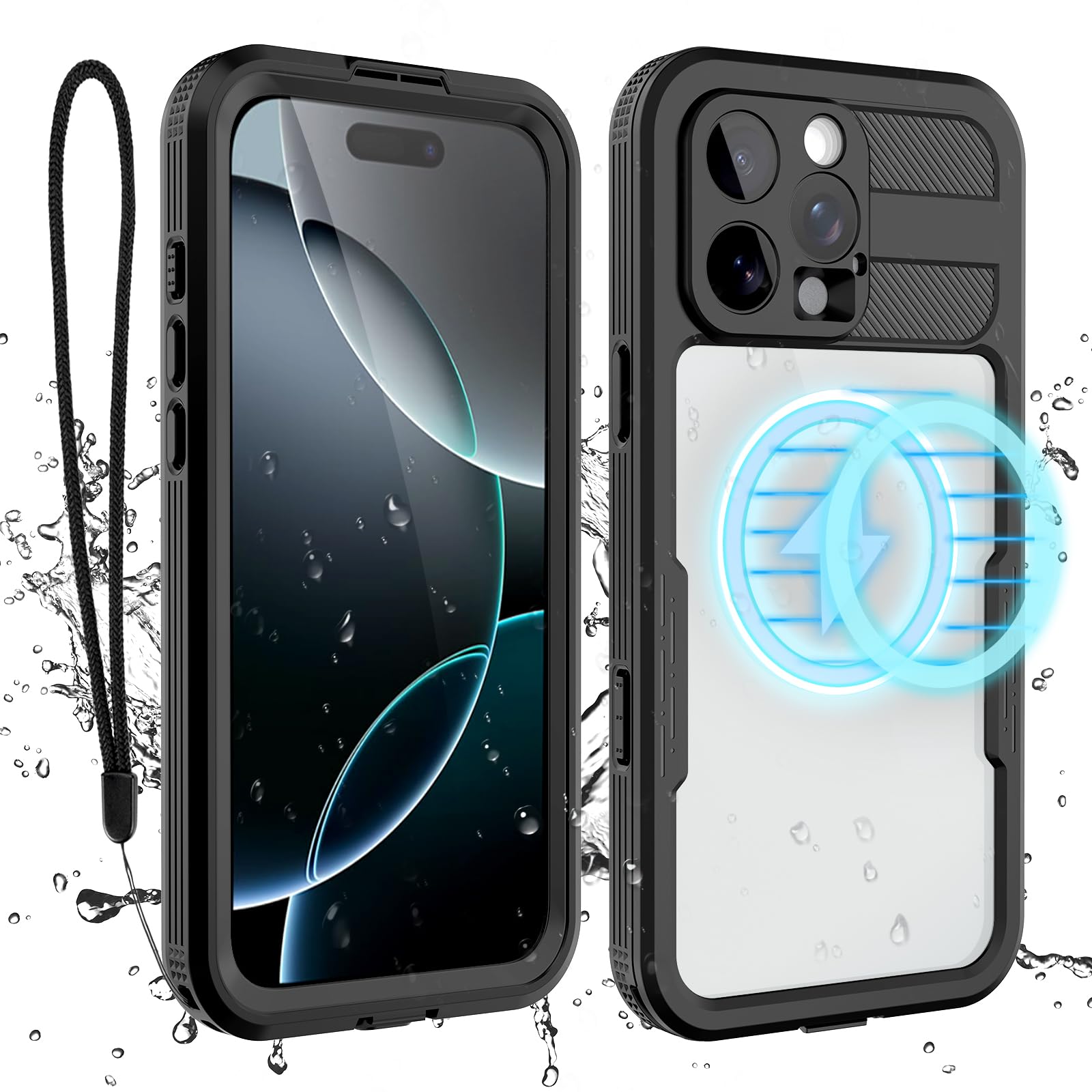 Compatible with iPhone 16 Pro Max Waterproof Case, Shockproof Phone Case with Built in Screen Protector, Full Body Protective Case for iPhone 16 Pro Max 6.9 inch 2024 (Black, 16 Pro Max) - 7DAY'S