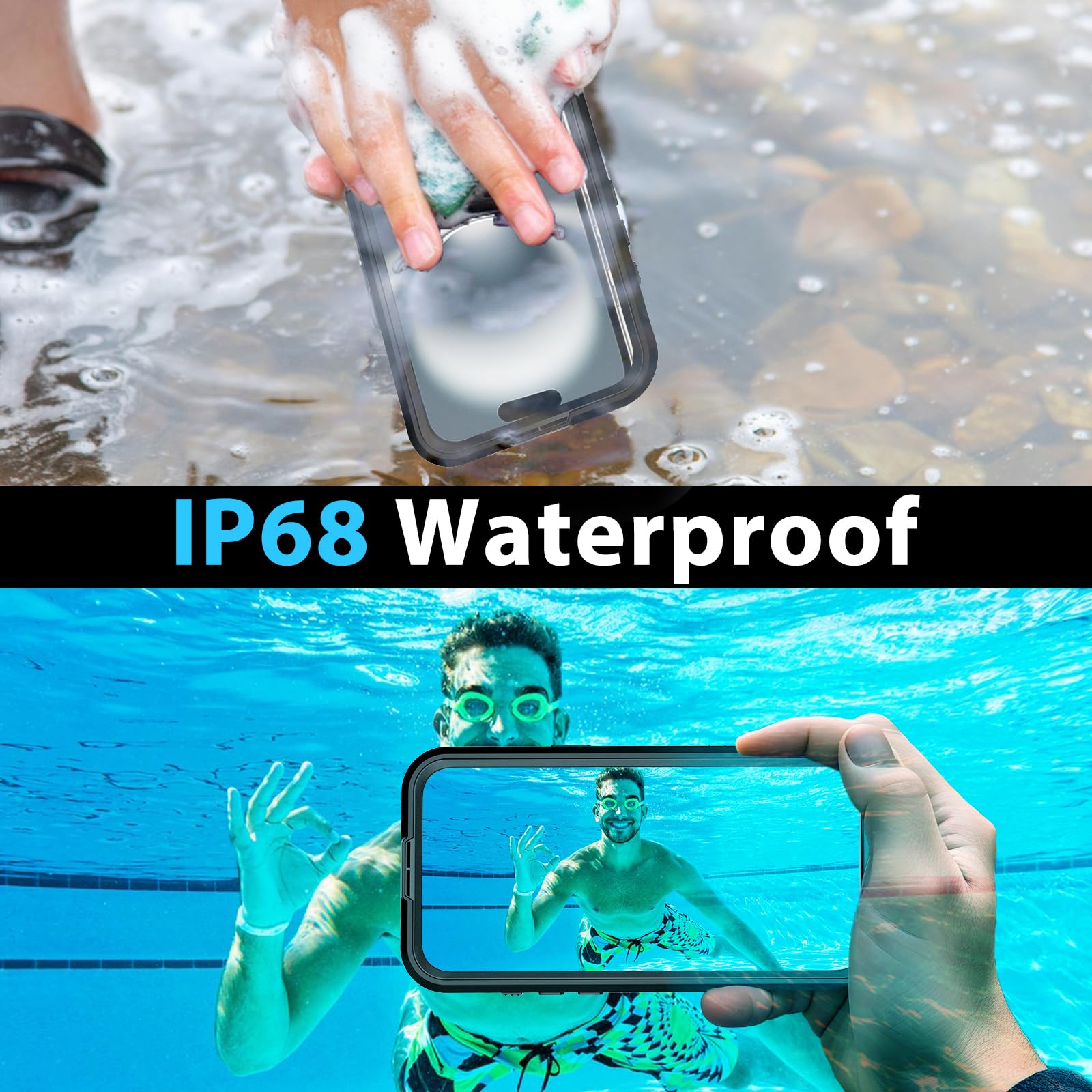 Compatible with iPhone 16 Pro Max Waterproof Case, Shockproof Phone Case with Built in Screen Protector, Full Body Protective Case for iPhone 16 Pro Max 6.9 inch 2024 (Black, 16 Pro Max) - 7DAY'S