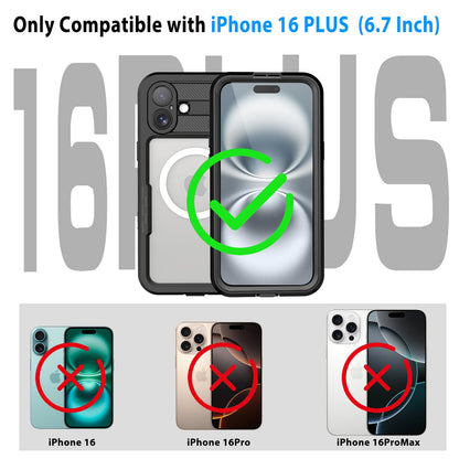 Compatible with iPhone 16 Pro Max Waterproof Case, Shockproof Phone Case with Built in Screen Protector, Full Body Protective Case for iPhone 16 Pro Max 6.9 inch 2024 (Black, 16 Pro Max) - 7DAY'S