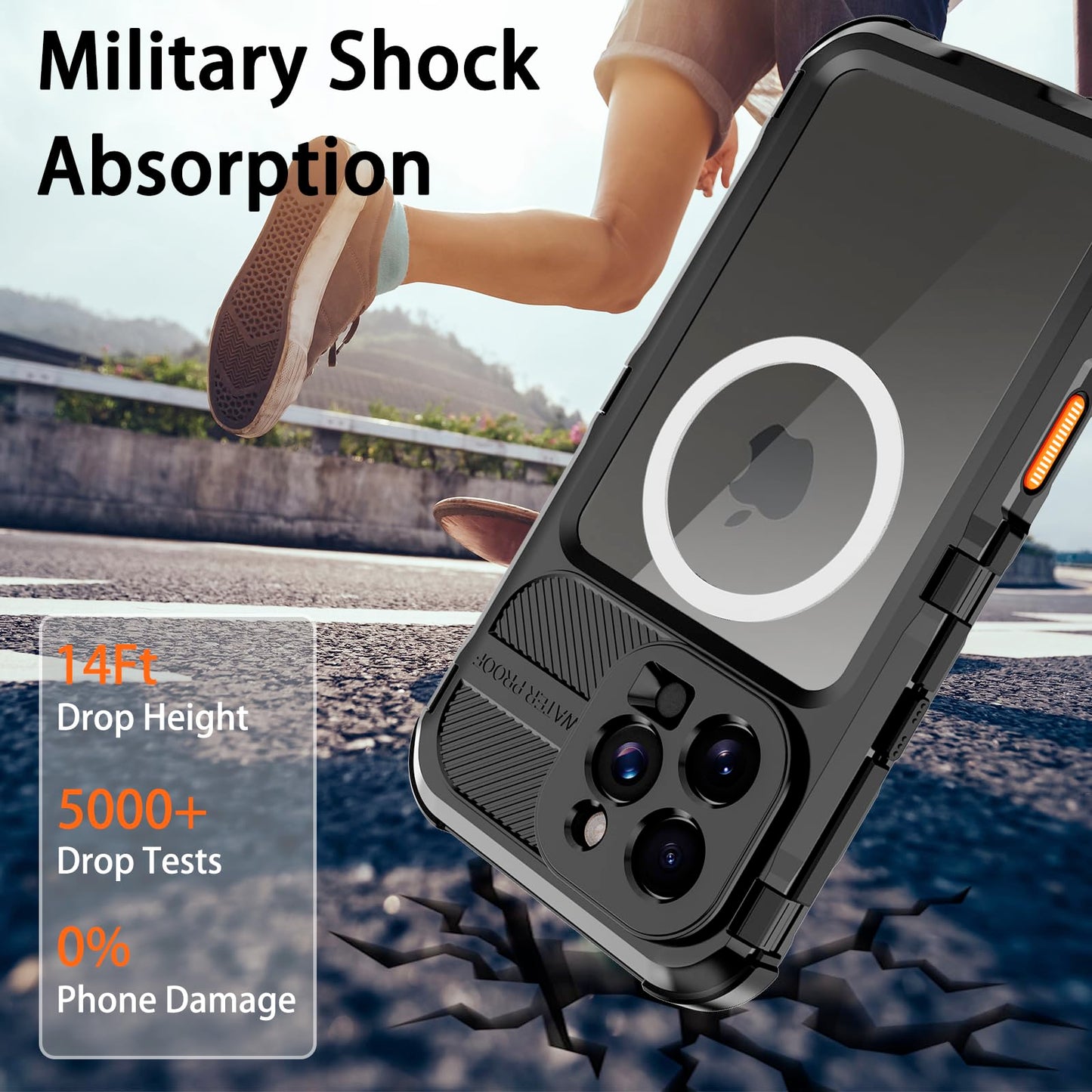 Compatible with iPhone 16 Pro Max Waterproof Case, Shockproof Phone Case with Built in Screen Protector, Full Body Protective Case for iPhone 16 Pro Max 6.9 inch 2024 (Black, 16 Pro Max) - 7DAY'S
