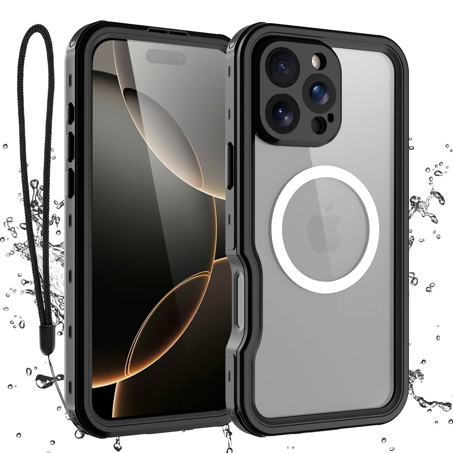 Compatible with iPhone 16 Pro Max Waterproof Case, Shockproof Phone Case with Built in Screen Protector, Full Body Protective Case for iPhone 16 Pro Max 6.9 inch 2024 (Black, 16 Pro Max) - 7DAY'S