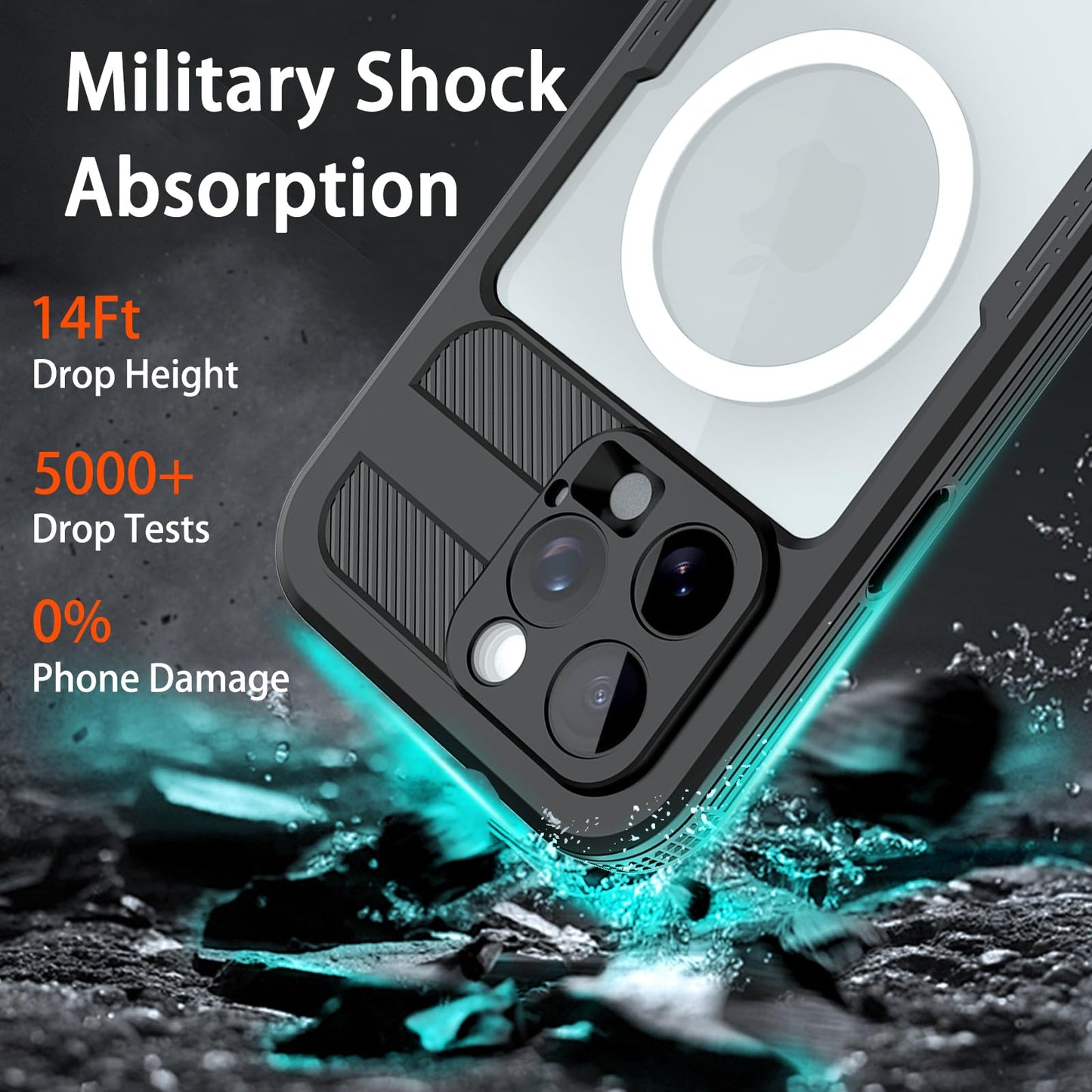 Compatible with iPhone 16 Pro Max Waterproof Case, Shockproof Phone Case with Built in Screen Protector, Full Body Protective Case for iPhone 16 Pro Max 6.9 inch 2024 (Black, 16 Pro Max) - 7DAY'S