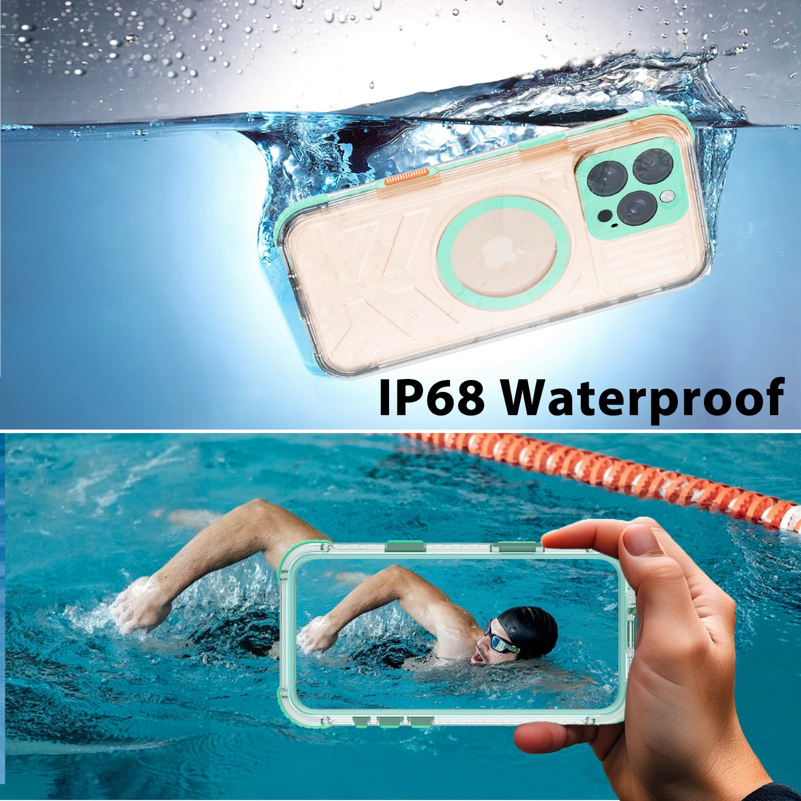 Compatible with iPhone 16 Pro Max Waterproof Case, Shockproof Phone Case with Built in Screen Protector, Full Body Protective Case for iPhone 16 Pro Max 6.9 inch 2024 (Black, 16 Pro Max) - 7DAY'S