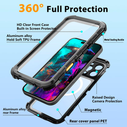 Compatible with iPhone 16 Pro Max Waterproof Case, Shockproof Phone Case with Built in Screen Protector, Full Body Protective Case for iPhone 16 Pro Max 6.9 inch 2024 (Black, 16 Pro Max) - 7DAY'S