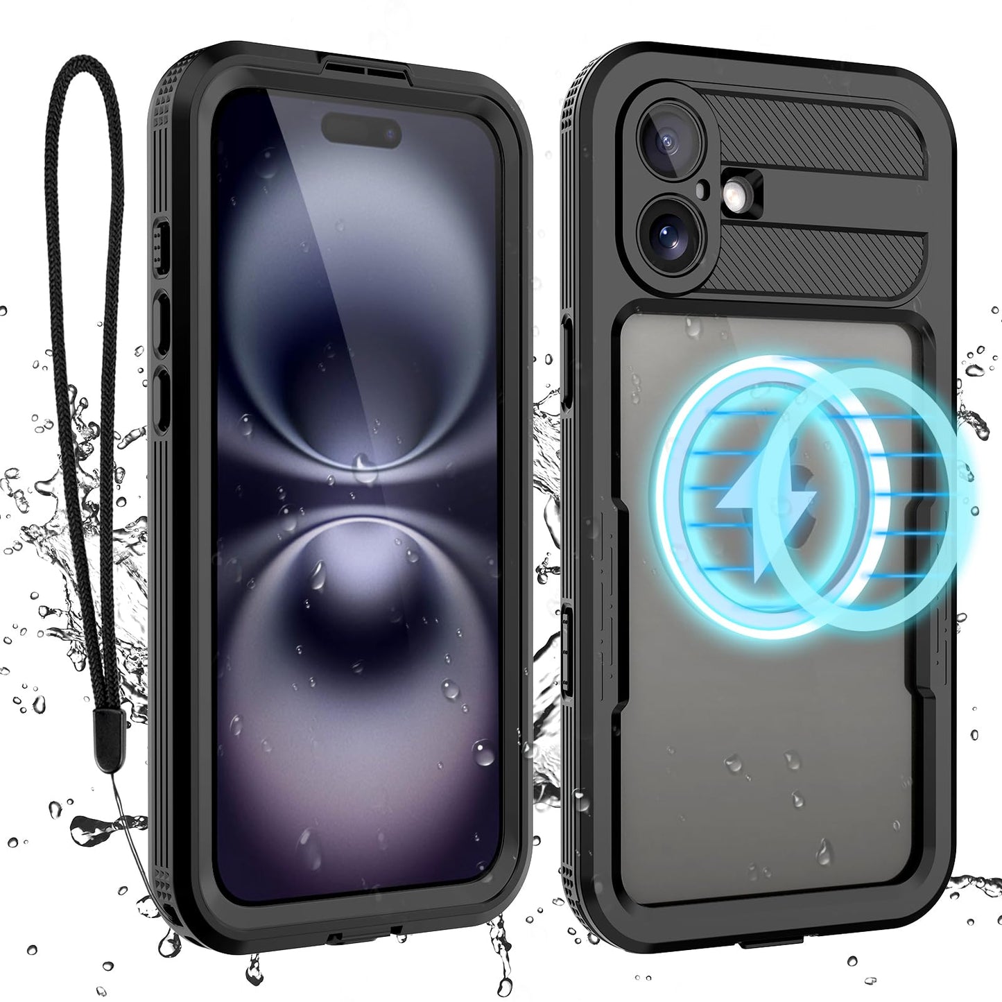 Compatible with iPhone 16 Pro Max Waterproof Case, Shockproof Phone Case with Built in Screen Protector, Full Body Protective Case for iPhone 16 Pro Max 6.9 inch 2024 (Black, 16 Pro Max) - 7DAY'S