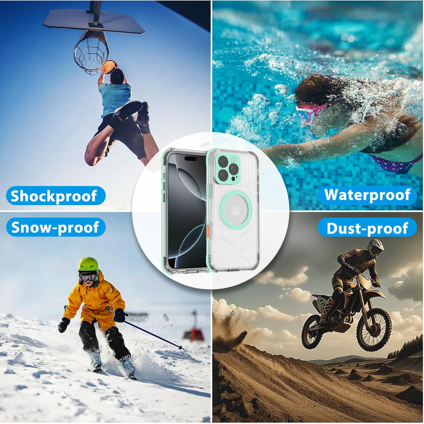 Compatible with iPhone 16 Pro Max Waterproof Case, Shockproof Phone Case with Built in Screen Protector, Full Body Protective Case for iPhone 16 Pro Max 6.9 inch 2024 (Black, 16 Pro Max) - 7DAY'S