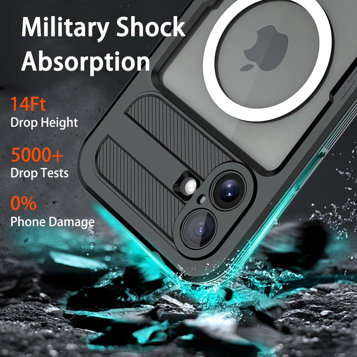 Compatible with iPhone 16 Pro Max Waterproof Case, Shockproof Phone Case with Built in Screen Protector, Full Body Protective Case for iPhone 16 Pro Max 6.9 inch 2024 (Black, 16 Pro Max) - 7DAY'S
