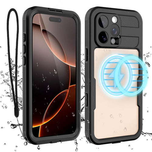 Compatible with iPhone 16 Pro Max Waterproof Case, Shockproof Phone Case with Built in Screen Protector, Full Body Protective Case for iPhone 16 Pro Max 6.9 inch 2024 (Black, 16 Pro Max) - 7DAY'S