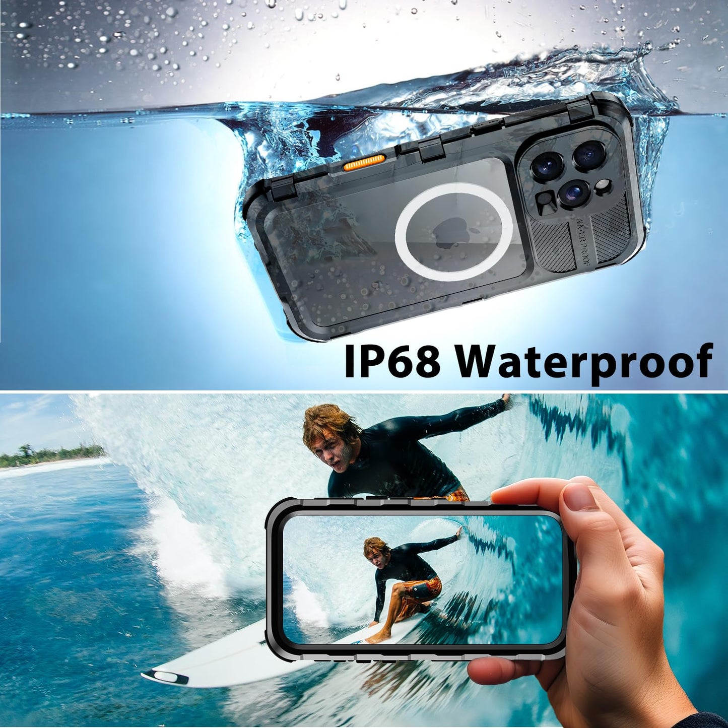 Compatible with iPhone 16 Pro Max Waterproof Case, Shockproof Phone Case with Built in Screen Protector, Full Body Protective Case for iPhone 16 Pro Max 6.9 inch 2024 (Black, 16 Pro Max) - 7DAY'S