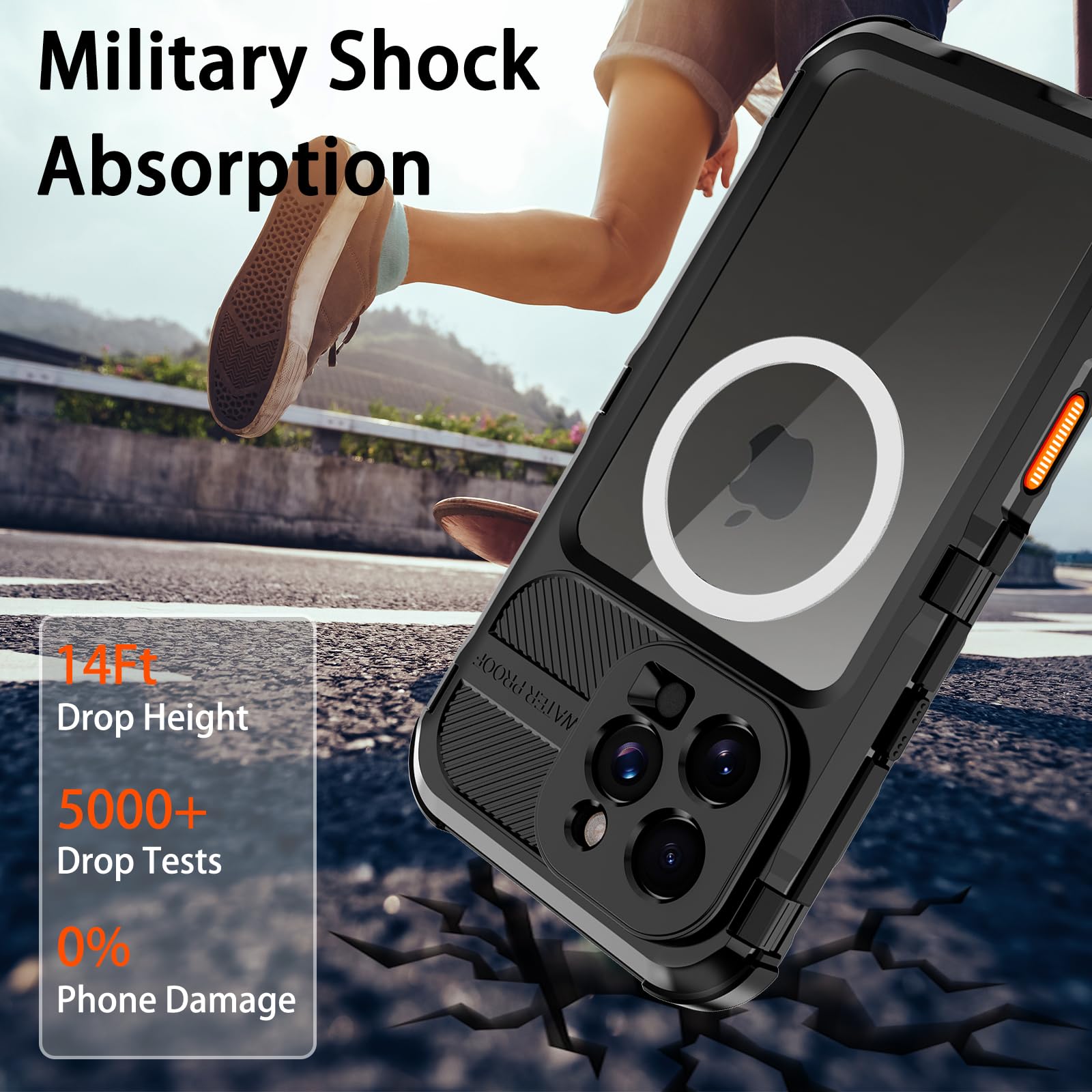 Compatible with iPhone 16 Pro Max Waterproof Case, Shockproof Phone Case with Built in Screen Protector, Full Body Protective Case for iPhone 16 Pro Max 6.9 inch 2024 (Black, 16 Pro Max) - 7DAY'S