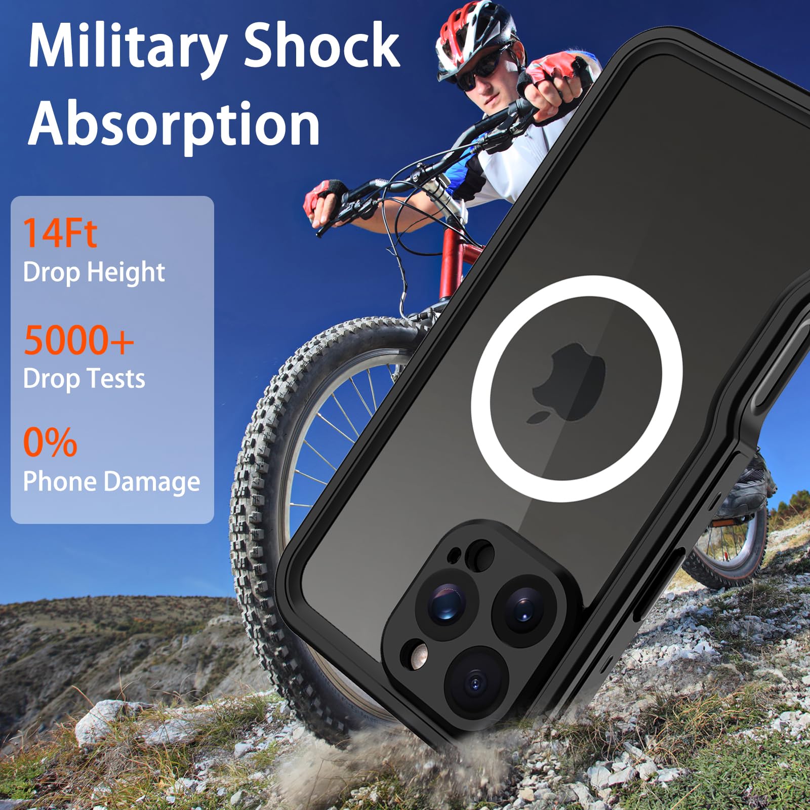 Compatible with iPhone 16 Pro Max Waterproof Case, Shockproof Phone Case with Built in Screen Protector, Full Body Protective Case for iPhone 16 Pro Max 6.9 inch 2024 (Black, 16 Pro Max) - 7DAY'S