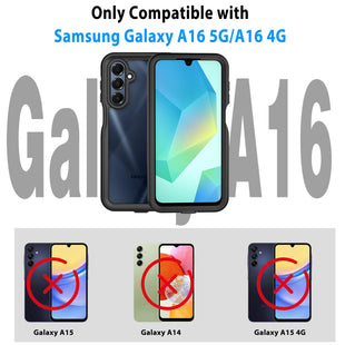 Compatible with Samsung Galaxy A16 Waterproof Case, Shockproof Phone Case with Built in Screen Protector, Full Body Protective Case for Samsung Galaxy A16 5G/4G 6.7 inch 2024(Clear Black) - 7DAY'S
