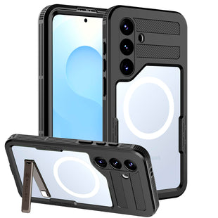 Compatible with Samsung Galaxy S25 Case, IP68 Waterproof Dropproof Dustproof Full Body Protection, Built-in Screen Protector with Lanyard for MagSafe Phone Cover 6.2 Inch-Clear/Black