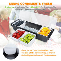 Condiment Garnish Tray Caddy For Bartenders,Bar Garnish Fruit Caddy With Lid,Plastic Condiment Container For Bartending,Outside Parties(4 Compartment) - 7DAY'S