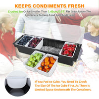 Condiment Garnish Tray Caddy For Bartenders,Bar Garnish Fruit Caddy With Lid,Plastic Condiment Container For Bartending,Outside Parties(4 Compartment) - 7DAY'S