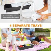 Condiment Garnish Tray Caddy For Bartenders,Bar Garnish Fruit Caddy With Lid,Plastic Condiment Container For Bartending,Outside Parties(4 Compartment) - 7DAY'S