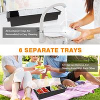 Condiment Garnish Tray Caddy For Bartenders,Bar Garnish Fruit Caddy With Lid,Plastic Condiment Container For Bartending,Outside Parties(4 Compartment) - 7DAY'S