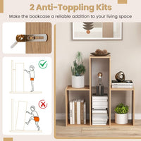 Convex Bookshelf 3 - Shelf Open Bookcase Room Organizer with Anti - Toppling Device - 7DAY'S