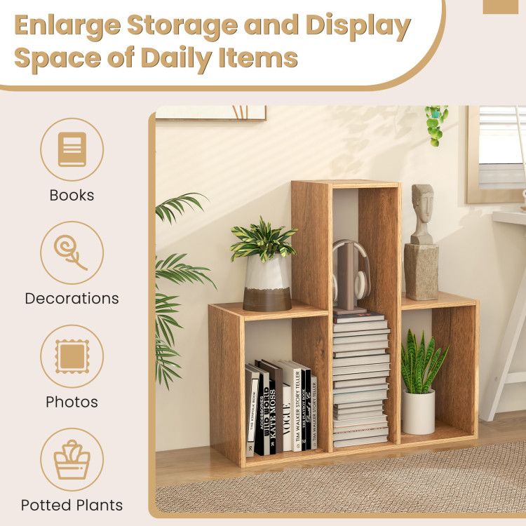 Convex Bookshelf 3 - Shelf Open Bookcase Room Organizer with Anti - Toppling Device - 7DAY'S