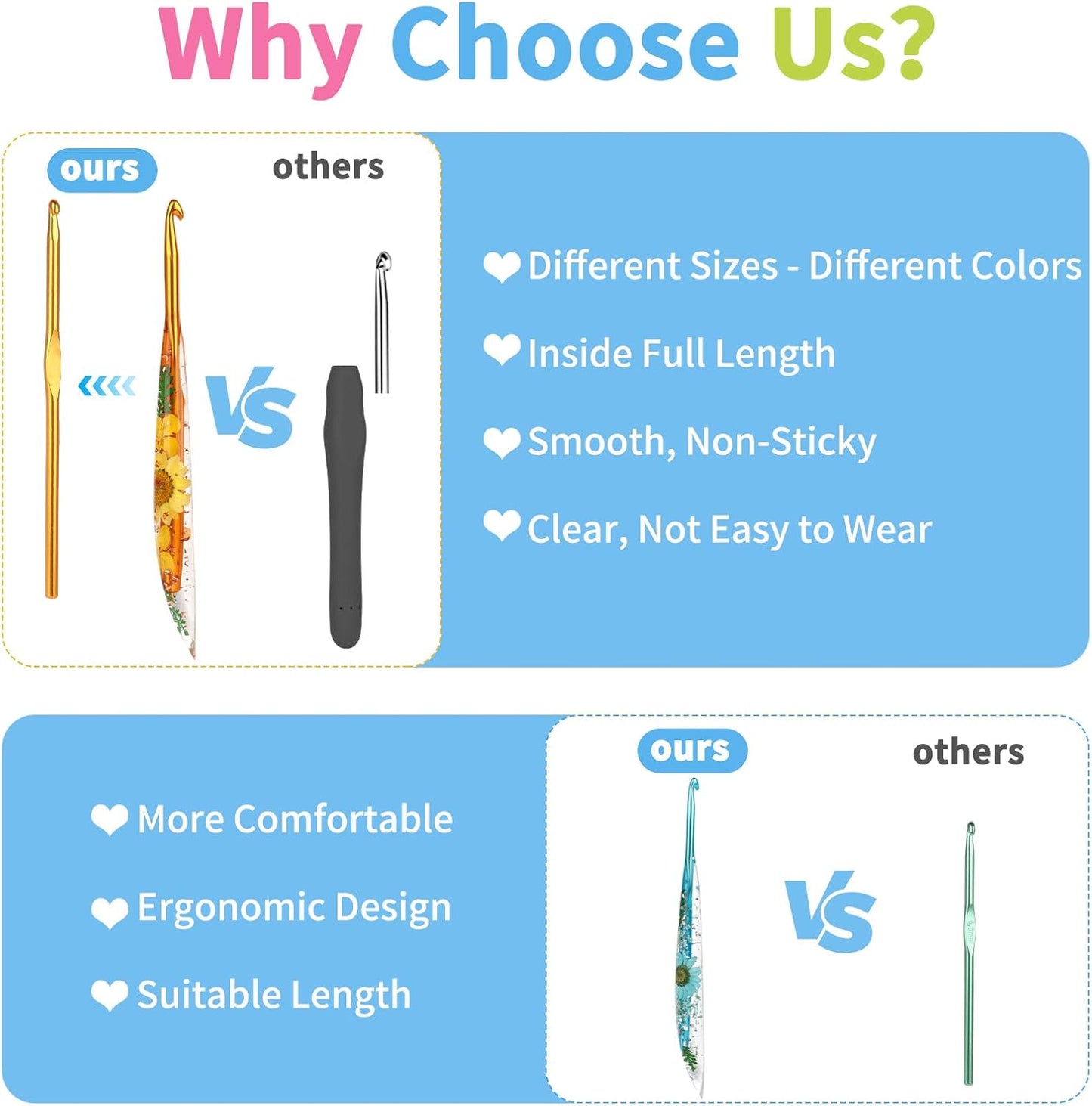 Coopay Crochet Hooks, 5mm Ergonomic Crochet Hook with Floral Plastic Grips, Stylish and Unique, Ideal for Crocheting Blankets, Dolls, Shawls, Hats, Scarves (H - 5.0mm) - 7DAY'S