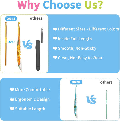 Coopay Crochet Hooks, 5mm Ergonomic Crochet Hook with Floral Plastic Grips, Stylish and Unique, Ideal for Crocheting Blankets, Dolls, Shawls, Hats, Scarves (H - 5.0mm) - 7DAY'S