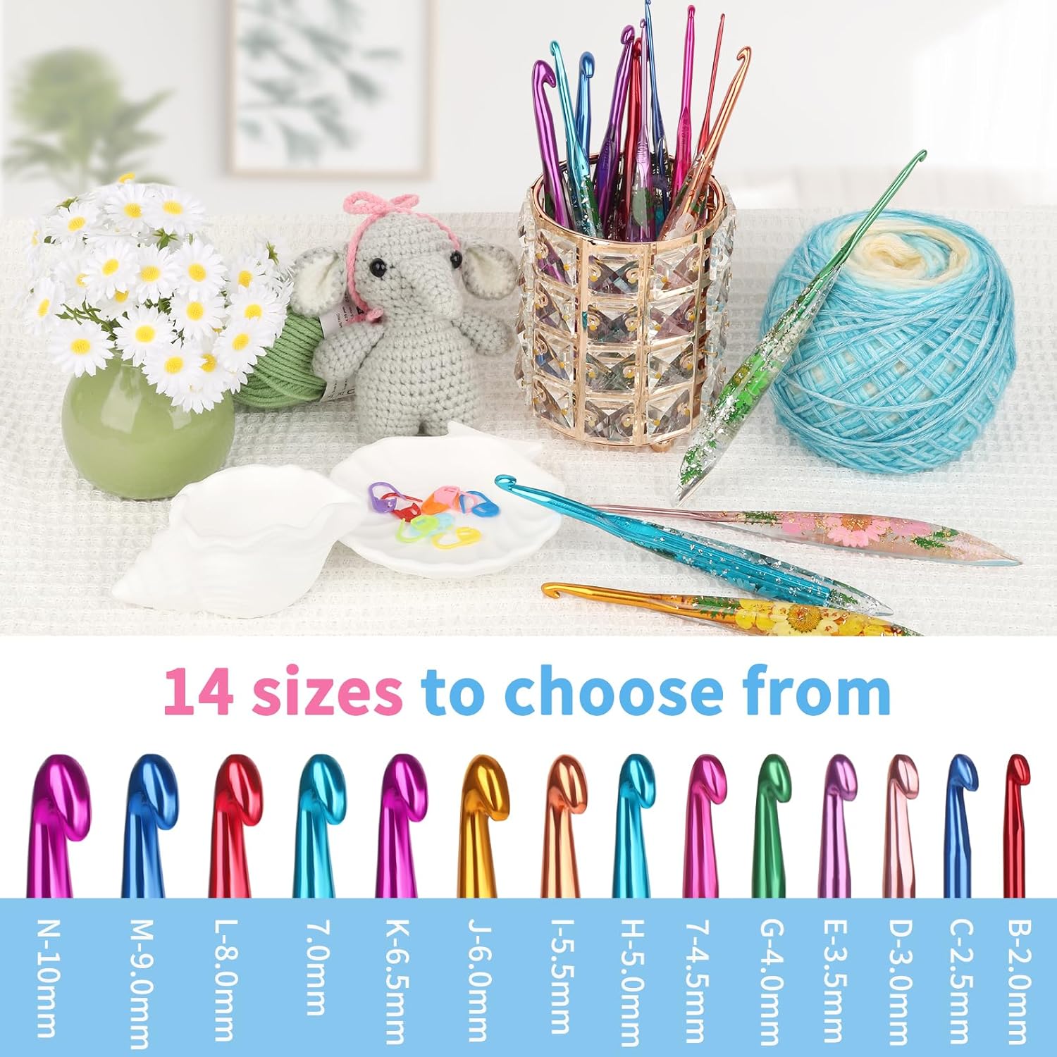 Coopay Crochet Hooks, 5mm Ergonomic Crochet Hook with Floral Plastic Grips, Stylish and Unique, Ideal for Crocheting Blankets, Dolls, Shawls, Hats, Scarves (H - 5.0mm) - 7DAY'S
