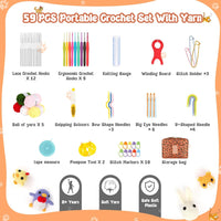 Coopay Crochet Kit Beginners Crochet Hook Set with Crochet Yarn,58PCS Portable Crochet Set Ergonomic Crochet Hooks Travel Knitting Crochet Supplies - 7DAY'S