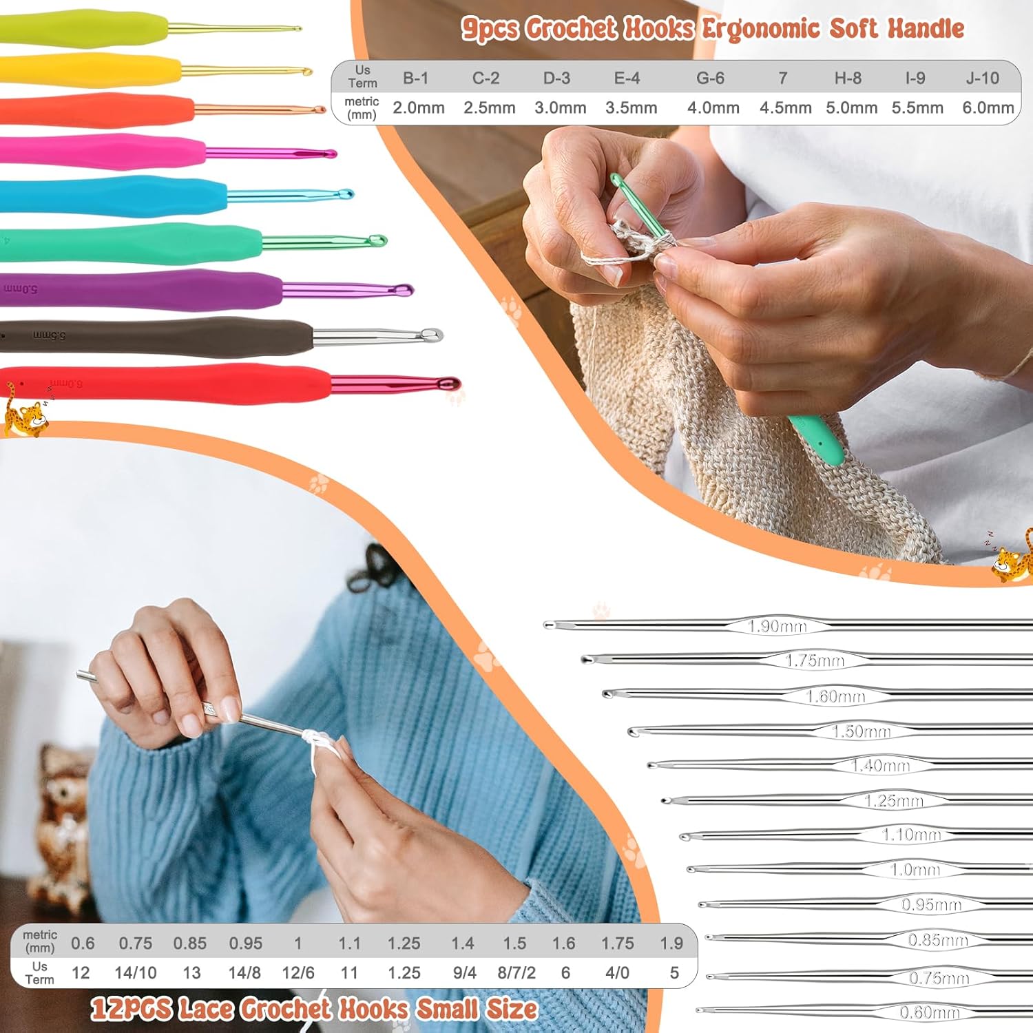 Coopay Crochet Kit Beginners Crochet Hook Set with Crochet Yarn,58PCS Portable Crochet Set Ergonomic Crochet Hooks Travel Knitting Crochet Supplies - 7DAY'S