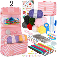 Coopay Crochet Kit Beginners Crochet Hook Set with Crochet Yarn,58PCS Portable Crochet Set Ergonomic Crochet Hooks Travel Knitting Crochet Supplies - 7DAY'S