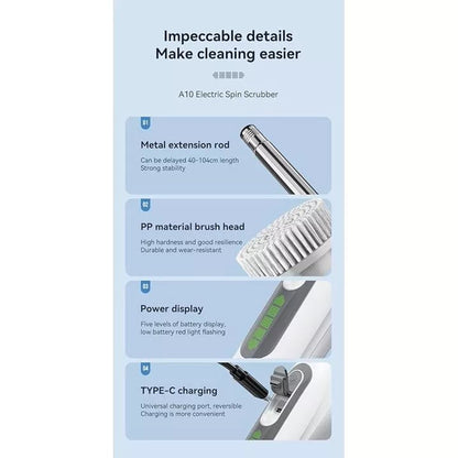 Cordless Electric Spin Scrubber, Cleaning Brush Scrubber for Home, 400RPM/Mins - 8 Replaceable Brush Heads - 90Mins Work Time, 3 Adjustable Size, 2 Speeds for Bathroom Shower Bathtub Glass Car - 7DAY'S