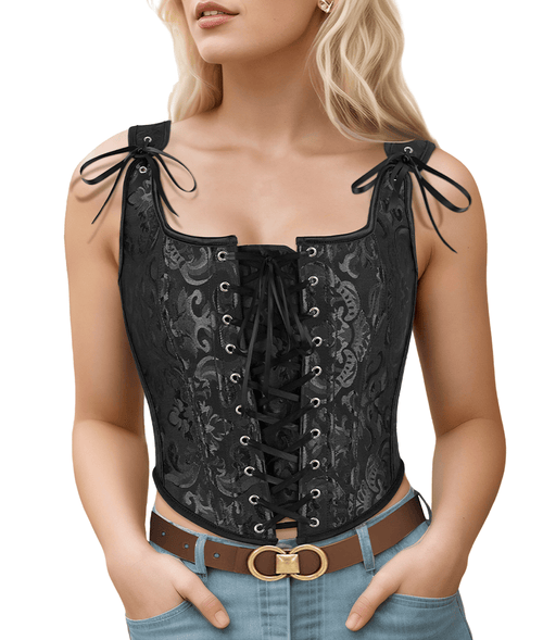 Corset Tops for Women Going Out Fashion Womens Sexy Vintage Overbust Corset Tops for Women Women's Renaissance Style Lace - Up Corset Camisole,Push Up Lingerie Jacquard Shapewear - 7DAY'S