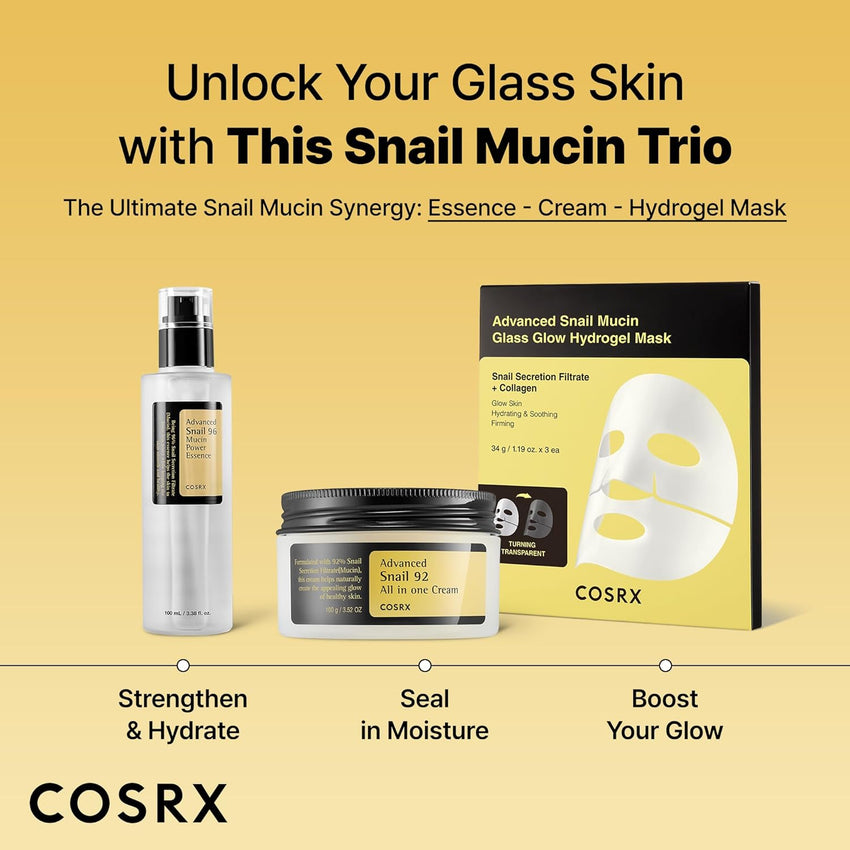 COSRX Snail Mucin 96% Power Repairing Essence 3.38 fl.oz 100ml, Hydrating Serum for Face with Snail Secretion Filtrate for Dull Skin & Fine Lines, Korean Skin Care - 7DAY'S
