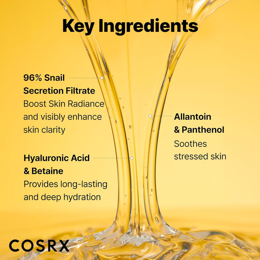 COSRX Snail Mucin 96% Power Repairing Essence 3.38 fl.oz 100ml, Hydrating Serum for Face with Snail Secretion Filtrate for Dull Skin & Fine Lines, Korean Skin Care - 7DAY'S