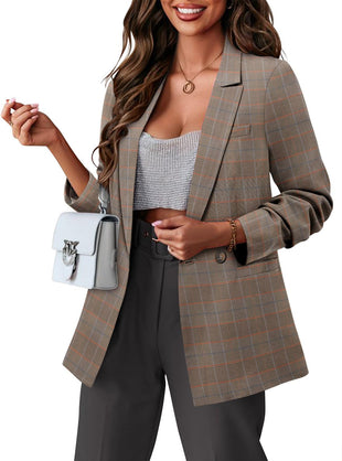 CRAZY GRID Women Business Casual Blazer Jacket Fashion with Lined Work Professional Suit Jacket - 7DAY'S