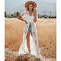 Crochet White Knitted Beach Cover up dress Tunic Long Pareos Bikinis Cover ups Swim Cover up Robe Plage Beachwear - 7DAY'S