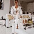 Crochet White Knitted Beach Cover up dress Tunic Long Pareos Bikinis Cover ups Swim Cover up Robe Plage Beachwear - 7DAY'S
