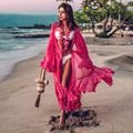 Crochet White Knitted Beach Cover up dress Tunic Long Pareos Bikinis Cover ups Swim Cover up Robe Plage Beachwear - 7DAY'S