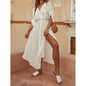 Crochet White Knitted Beach Cover up dress Tunic Long Pareos Bikinis Cover ups Swim Cover up Robe Plage Beachwear - 7DAY'S
