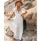 Crochet White Knitted Beach Cover up dress Tunic Long Pareos Bikinis Cover ups Swim Cover up Robe Plage Beachwear - 7DAY'S