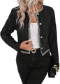 Cropped Jacket Tweed Blazers for Women Black Fall Winter 2023 Blazer Business Casual Womens Blazer Warm Coat Fashion Fitted Slim Suit Jackets Coat Black XXL - 7DAY'S