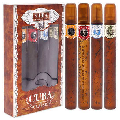 Cuba by Cuba for Men - 4 Pc Gift Set 1.17oz Cuba Gold; 1.17oz Cuba Blue; 1.17oz Cuba Red; 1.17oz Cuba Orange - 7DAY'S