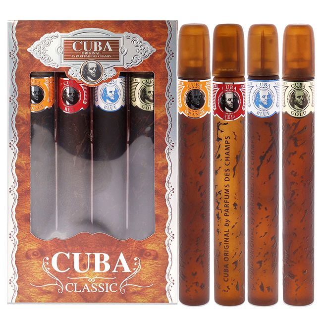 Cuba by Cuba for Men - 4 Pc Gift Set 1.17oz Cuba Gold; 1.17oz Cuba Blue; 1.17oz Cuba Red; 1.17oz Cuba Orange - 7DAY'S